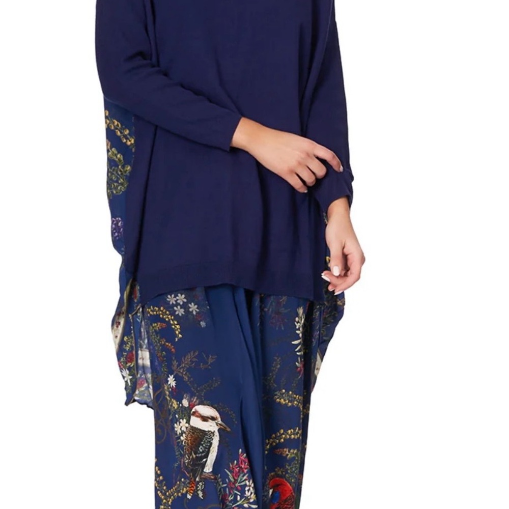 Camilla Deep Blue Jumper with Bird Print - Picture 2 of 6